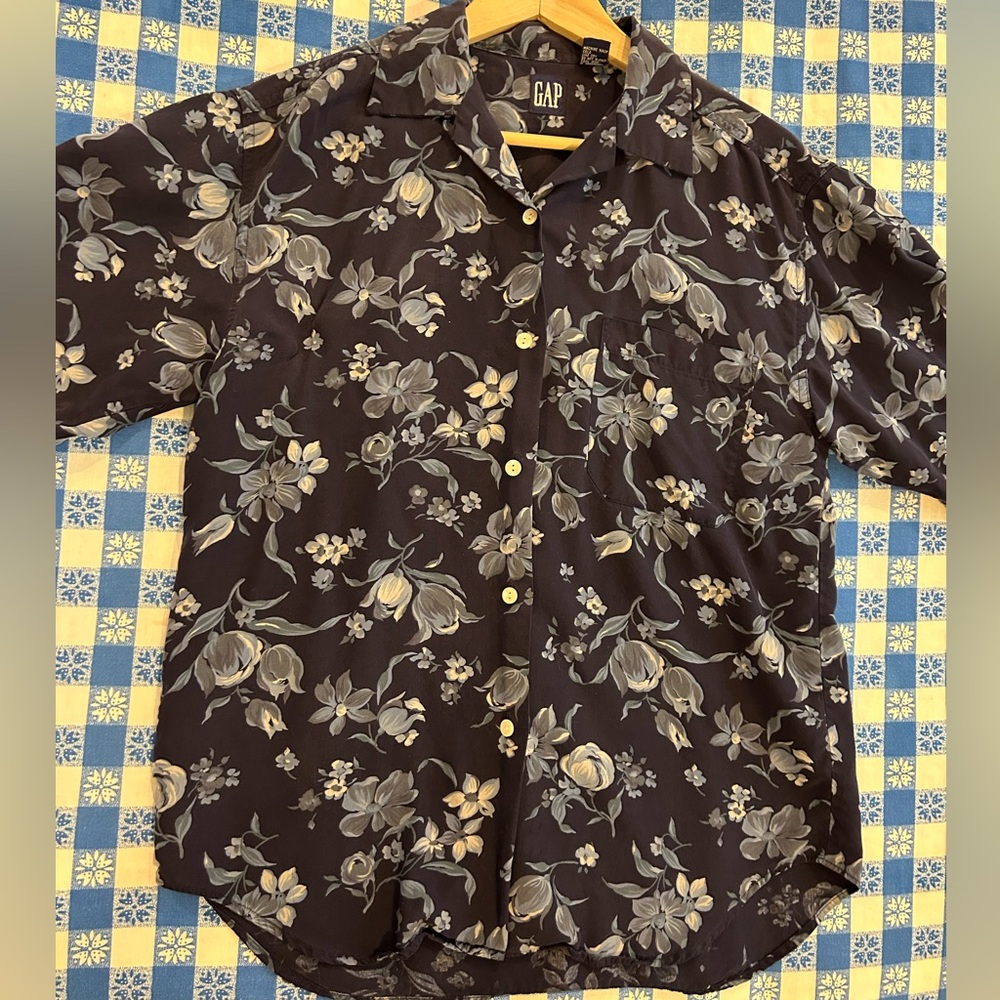 Vintage GAP Button Down Blue Floral Blouse